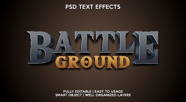 PSD Шаблон текстового эффекта battle ground