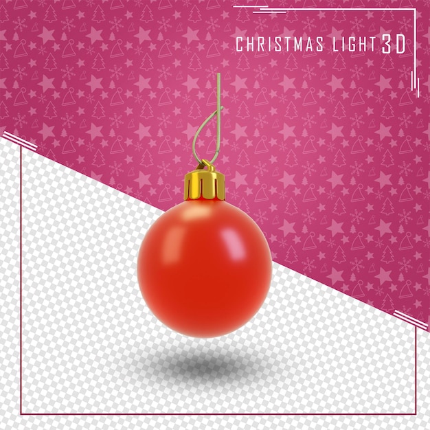 Bauble 3d render for Merry Christmas isolated