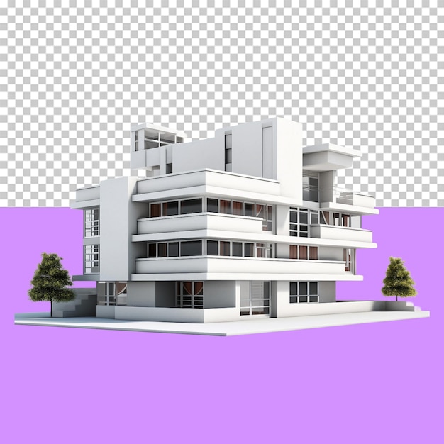 PSD bauhaus architecture building isolated object transparent background