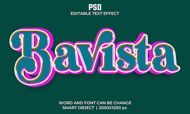 bavista PSD 3D-teksteffect Volledig bewerkbaar Hoge kwaliteit