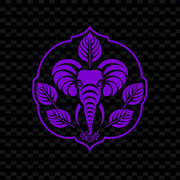 PSD bay leaf emblem logo met decoratieve rand en elephant gra nature herb vector design collections