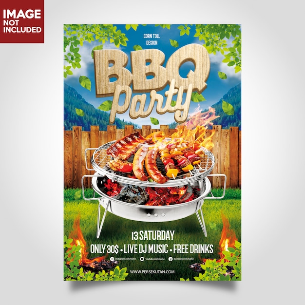 PSD bbq barbeque music party flyer template