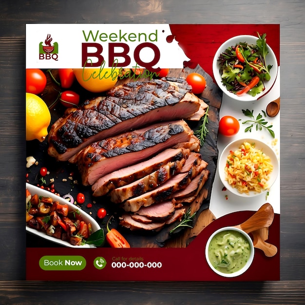 PSD bbq celebration social media banner post template ai generated