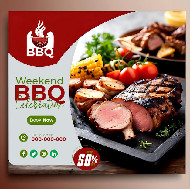 PSD bbq celebration social media banner post template ai generated