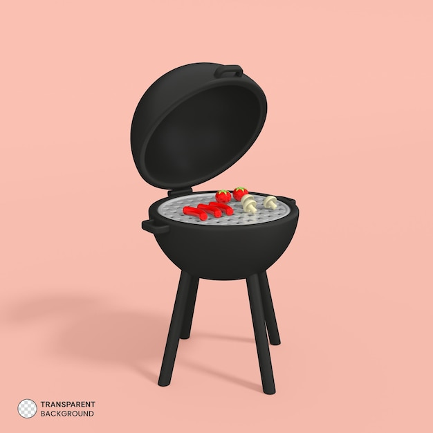PSD 바베큐 숯불 그릴 기계 아이콘 격리 된 3d 렌더링 그림