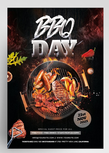 Bbq event party flyer design