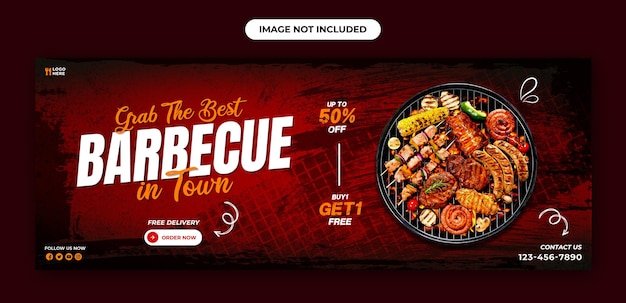 PSD bbq flyer facebook cover and social media banner template