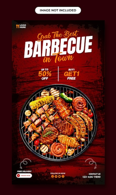 PSD bbq flyer facebook story instagram story and social media ads template
