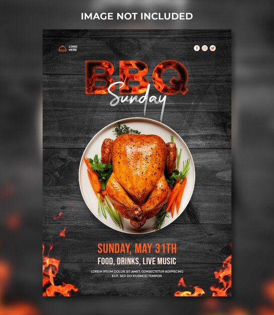 BBQ Food Menu Flyer template for restaurant