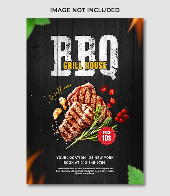 PSD bbq food and restaurant flyer template