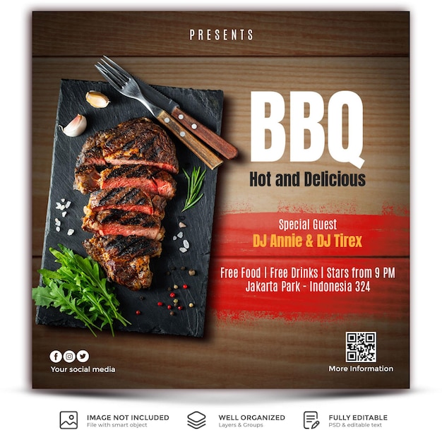 Bbq and grill event flyer template