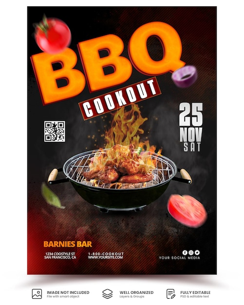 Bbq partij poster sjabloon