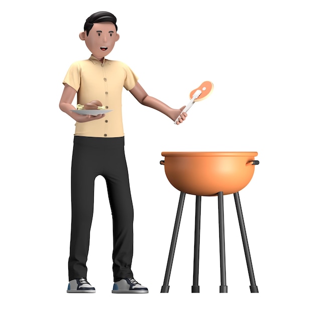 PSD bbq party barbecue grill cucinare carne di manzo uomo