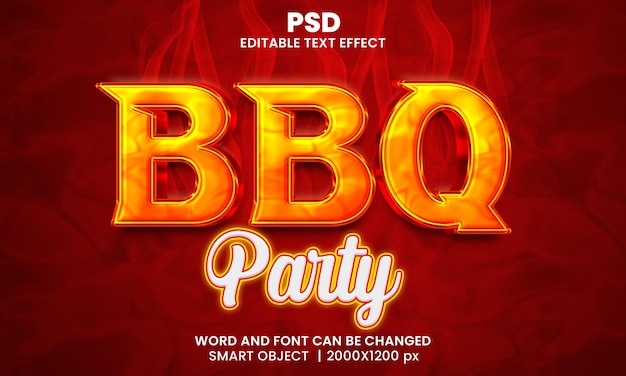 Bbq Party Edytowalny Efekt Tekstowy 3d Premium Psd Z Tłem