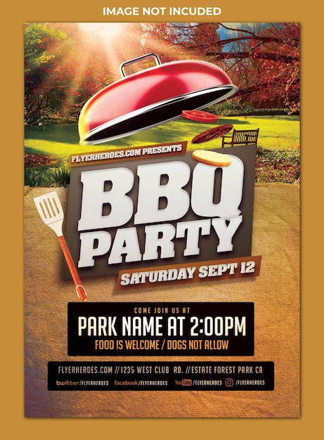 PSD bbq party flyer template