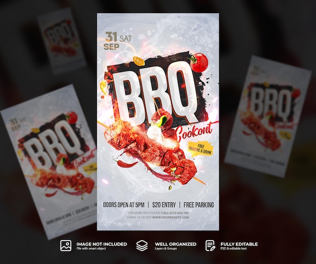 PSD bbq party instagram story invitation template