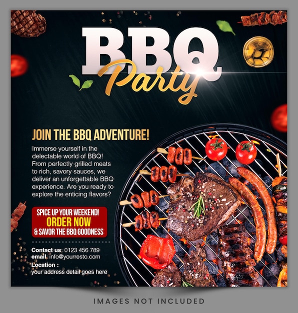 PSD bbq party social media promotion premium psd-sjabloon