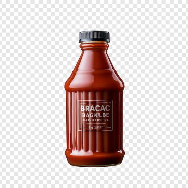 PSD bbq sauce bottle isolated on transparent background