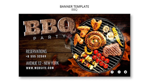 Bbq sjabloon partij banner