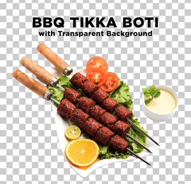 PSD bbq tikka boti foto psd con sfondo trasparente