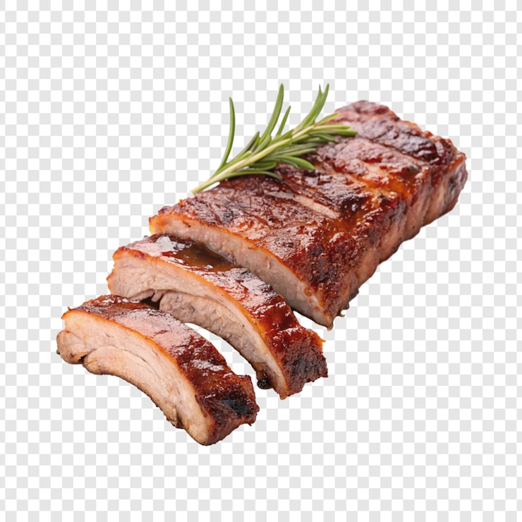 PSD bbq varkensribbetjes geïsoleerd op een doorzichtige achtergrond
