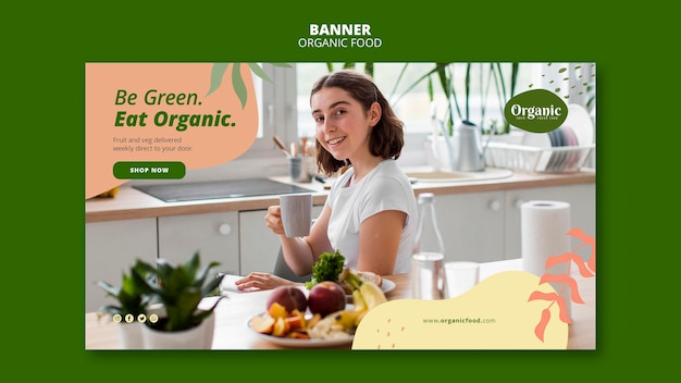 PSD be green eat organic banner web template