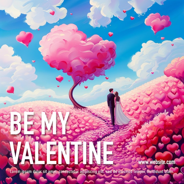 PSD 私のバレンタインになってください ピンクのハートの創造的なバレンタインデーのグリーティング カード