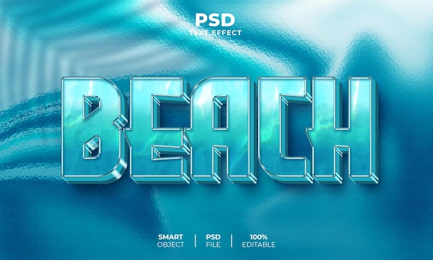 Пляжный 3d редактируемый текстовый эффект