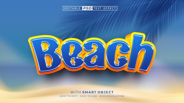 Beach 3d-teksteffect bewerkbare tekststijl