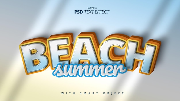 Beach 3d text effect editable template design