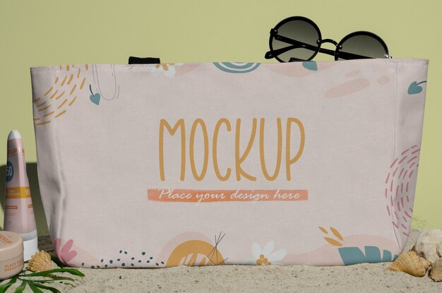 Beach bag in studio mockup