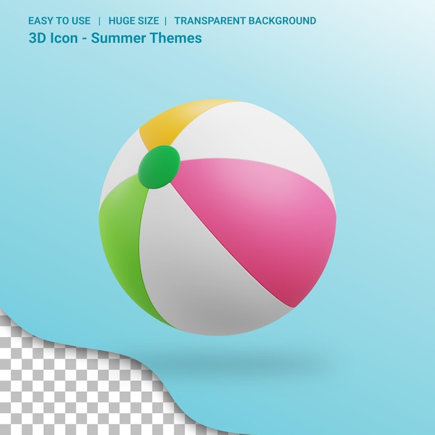 Illustrazione di rendering 3d del pallone da spiaggia con sfondo trasparente