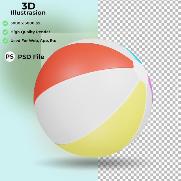 beach, ball icon 3d illustration