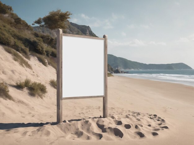 Beach billboard wit blank billboard aan de strandkant