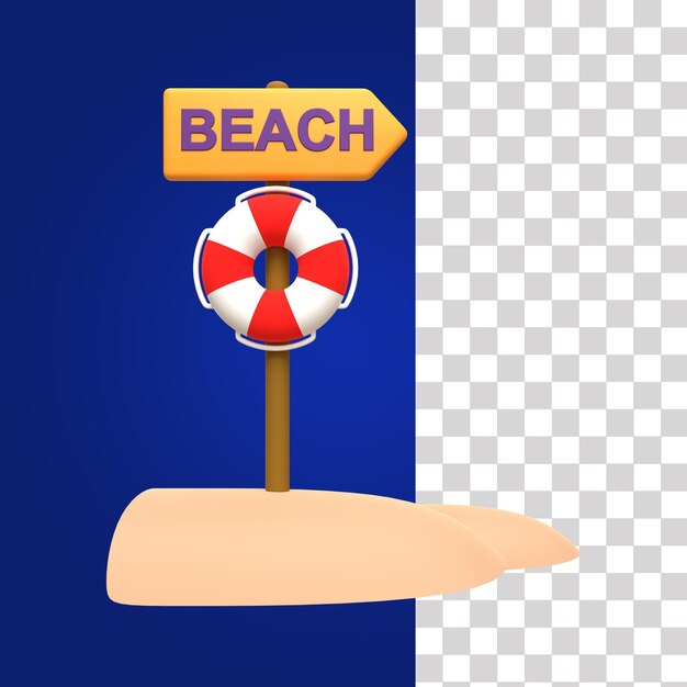 PSD beach board 3d illustration