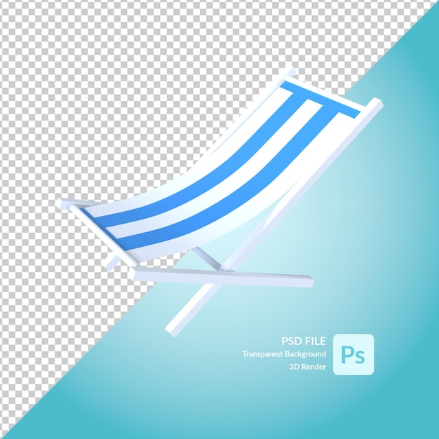 PSD beach chair 3d illustration rendering