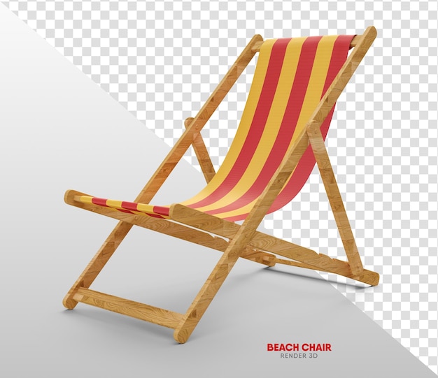 Beach chair cartoon 3d render isolated