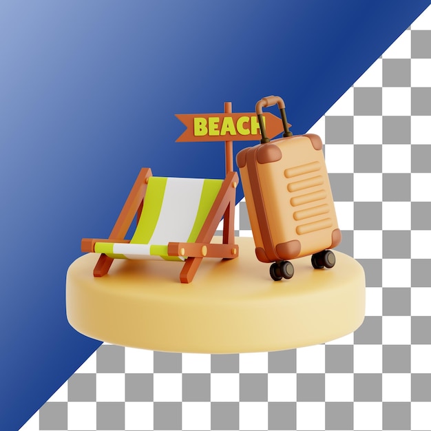 Beach Chair And Luggage 3d icon