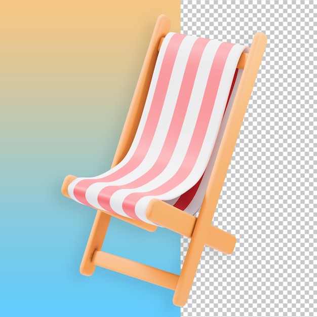 A beach chair with a pink and white striped fabric 3d illustration