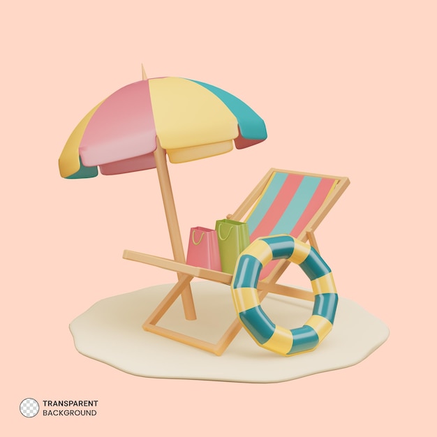 PSD beach clipart icon 3d render illustration