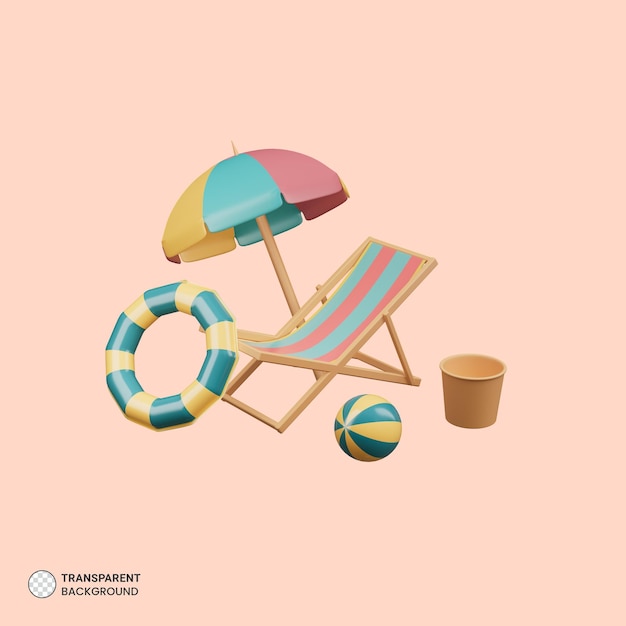 PSD beach clipart icon 3d render illustration