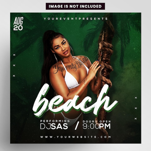 PSD beach days summer event instagram banner flyer design