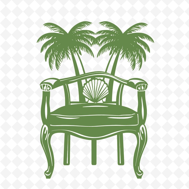 PSD beach house style chair met seashell design en palm tree s illustration decor motifs collection