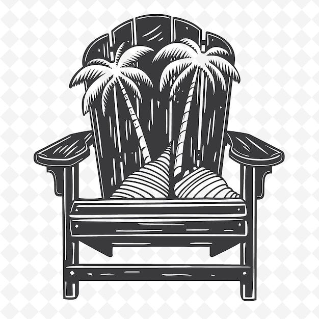 PSD beach house style chair with seashell design and palm tree s illustration decor motifs collection