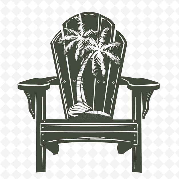 PSD beach house style chair with seashell design and palm tree s illustration decor motifs collection