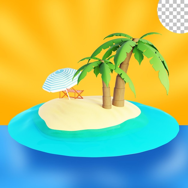 夏のココナッツの木とビーチ島