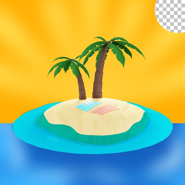 beach island with coconut tree in summer time