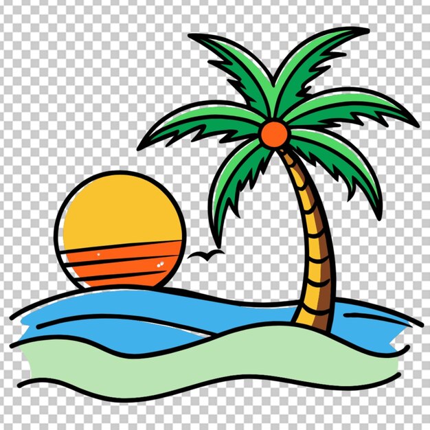 PSD beach palm sun watercolor