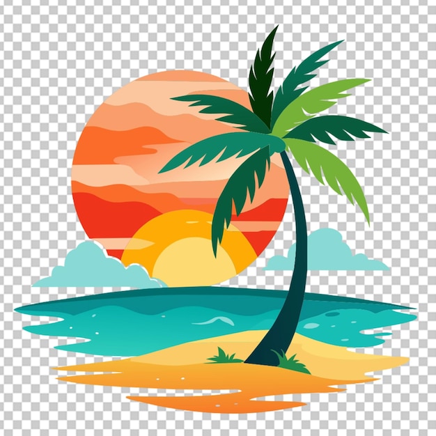 PSD beach palm zon waterverf