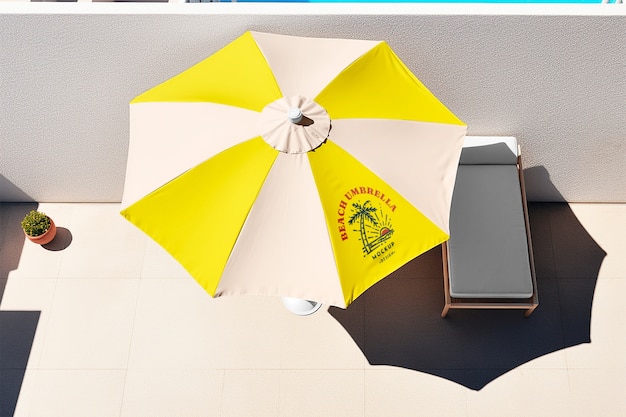 PSD beach paraplu mock-up aan de kust